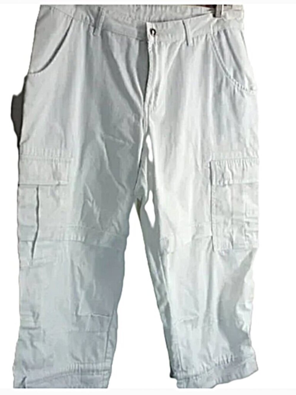 Boston Proper White Cotton Cargo Crop Pants size 10P